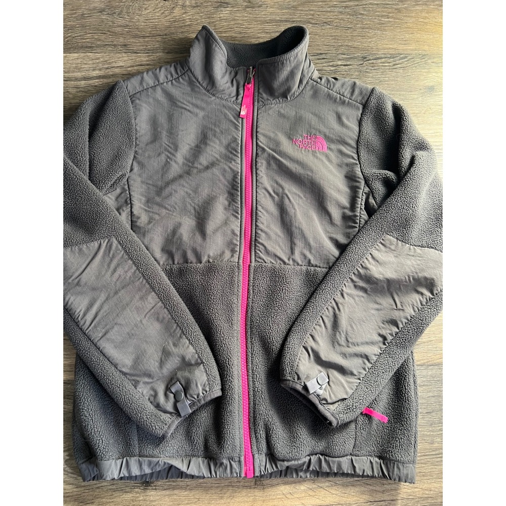 The North Face Youth Girls Gray Pink‎ Denali Jacket Size L/14-16